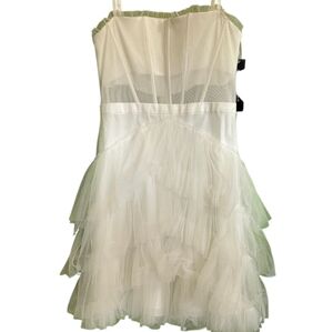 Betsy & Adam White Tulle Mini Dress